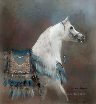 動物 Painting - 白い馬アラビアの動物